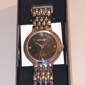 Gruen Men's Silver and Black Watch